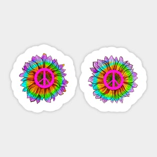 Rainbow flowers with peace symbol Sticker